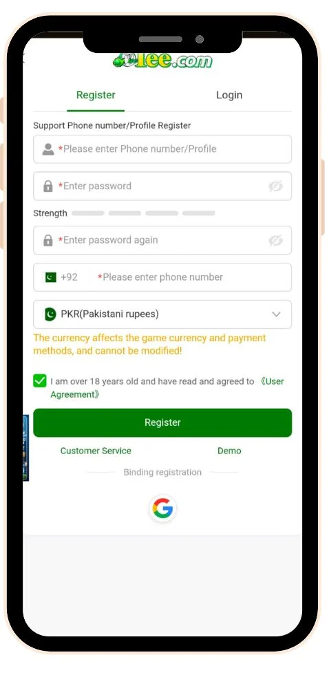 register and login